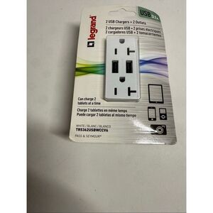 New Legrand Outlet With USB 3.1A Whitel 2 USB Chargers + 2 Outlets